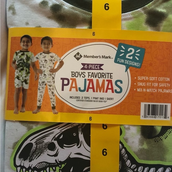 Members Mark 4 Piece Dinosaur Pajama Set for Boys Sz 6 New in Package - Picture 4 of 5